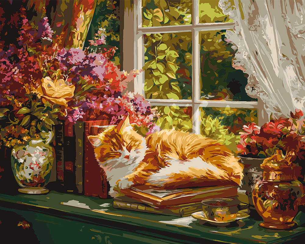 Peinture Par Numéros - Fenêtre Cosy Et Chat