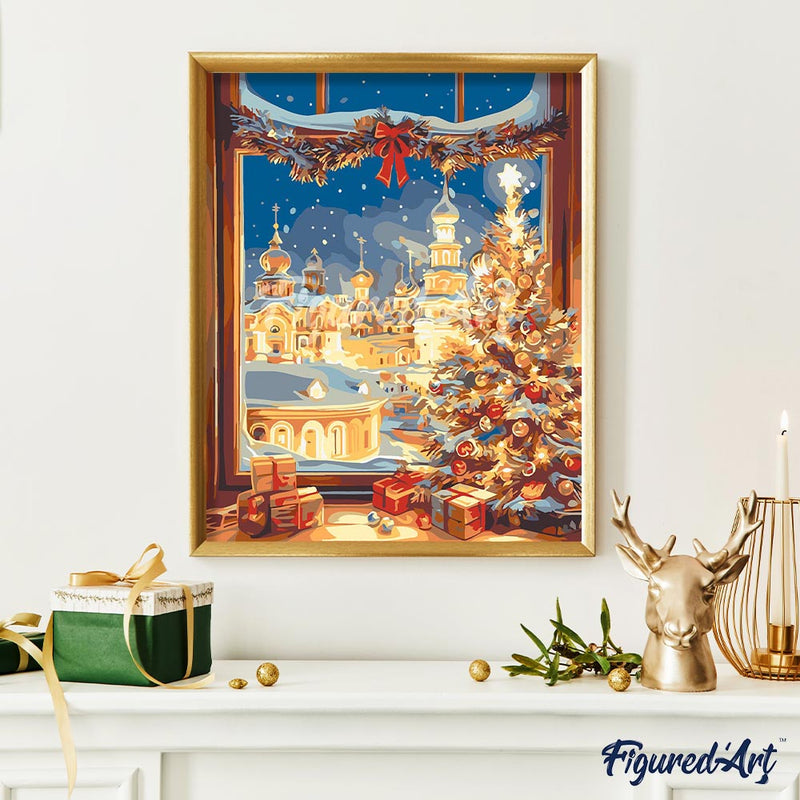 Peinture Par Numéros - Lumière De La Veillée De Noël - Toile Roulée