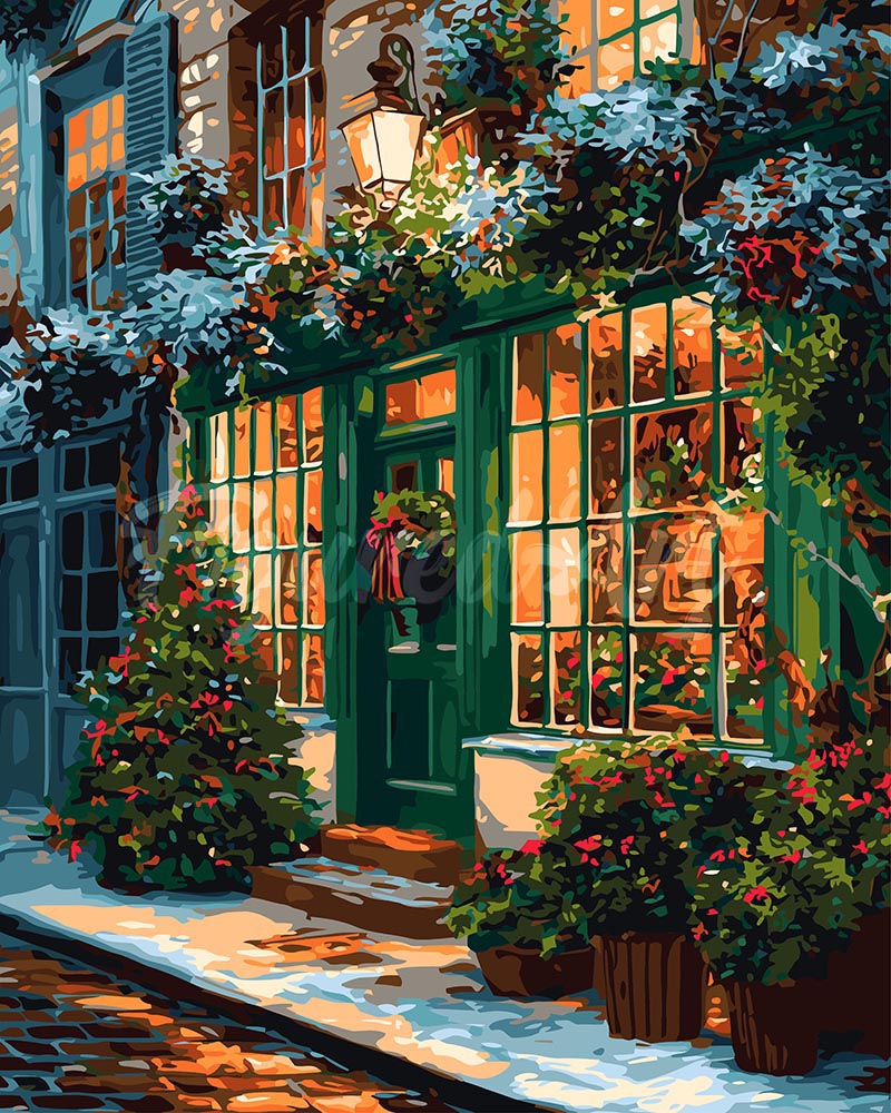 Peinture Par Numéros - Porte Verte Festive