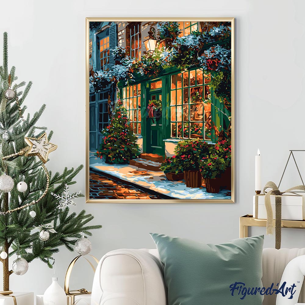Peinture Par Numéros - Porte Verte Festive