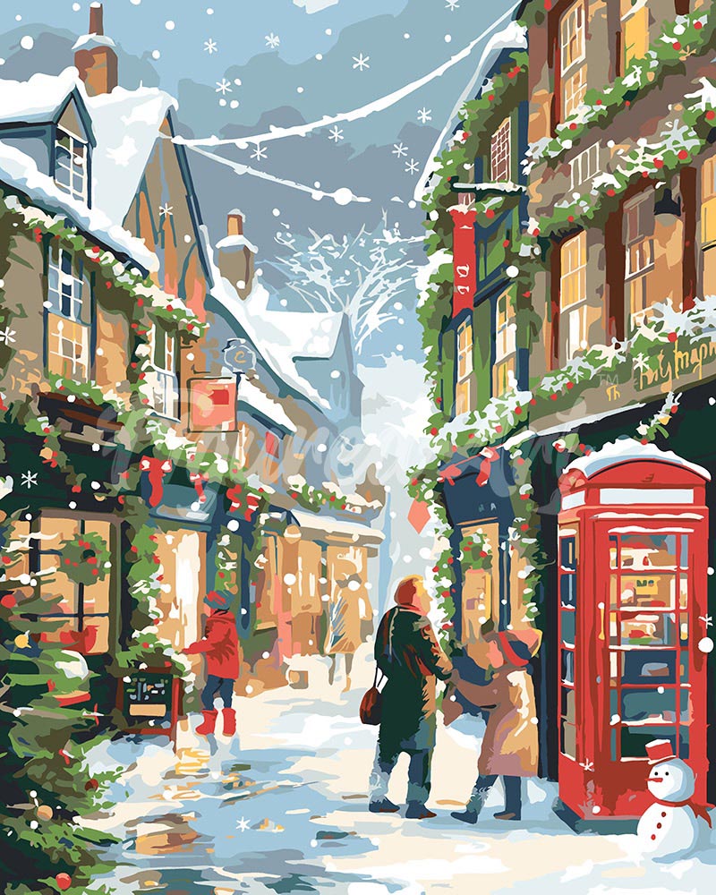Peinture par numéros Figured'Art Rue de Noël Britannique
