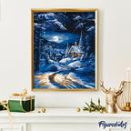 Peinture Par Numéros - Cottage D'Hiver Au Clair De Lune