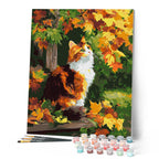 Pintura por números - Gato calicó en otoño