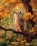 Peinture Par Numéros - Hibou Parmi Les Feuilles Dorées