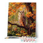Peinture Par Numéros - Hibou Parmi Les Feuilles Dorées