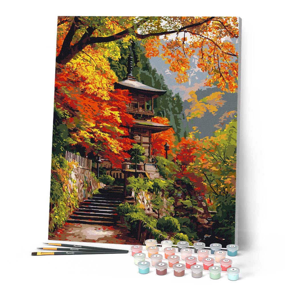 Peinture Par Numéros - Pagode Japonaise En Automne
