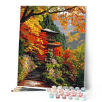 Peinture Par Numéros - Pagode Japonaise En Automne