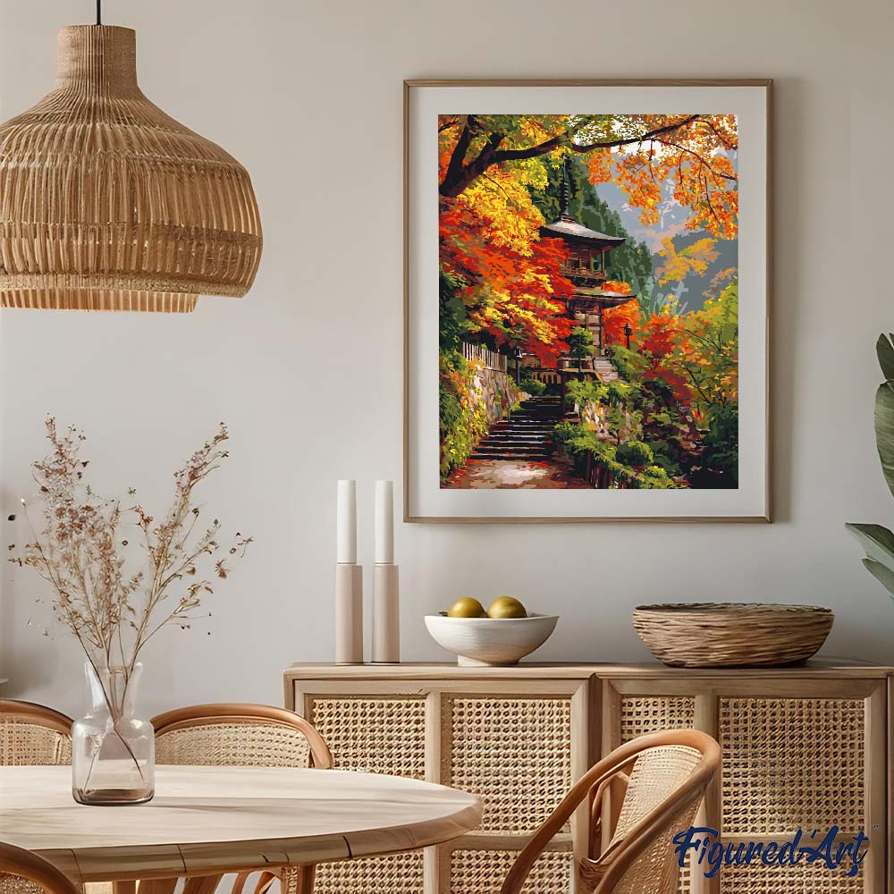 Peinture Par Numéros - Pagode Japonaise En Automne