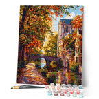 Peinture Par Numéros - Ville Au Bord De L'Eau En Automne