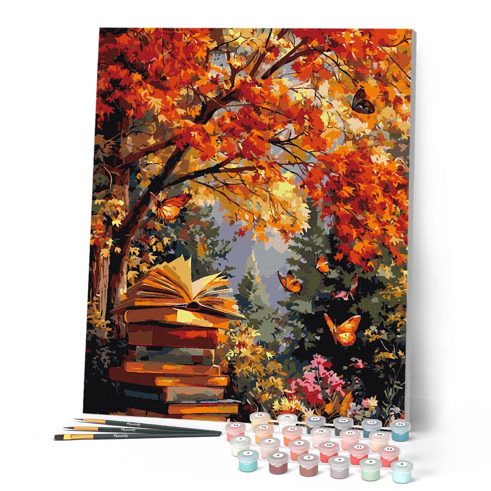 Peinture Par Numéros - Lecture D'Automne Et Papillons