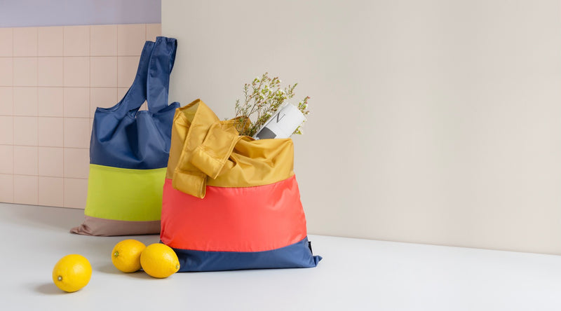 Tote Bags - Neo - Blue, Yellow And Taupe