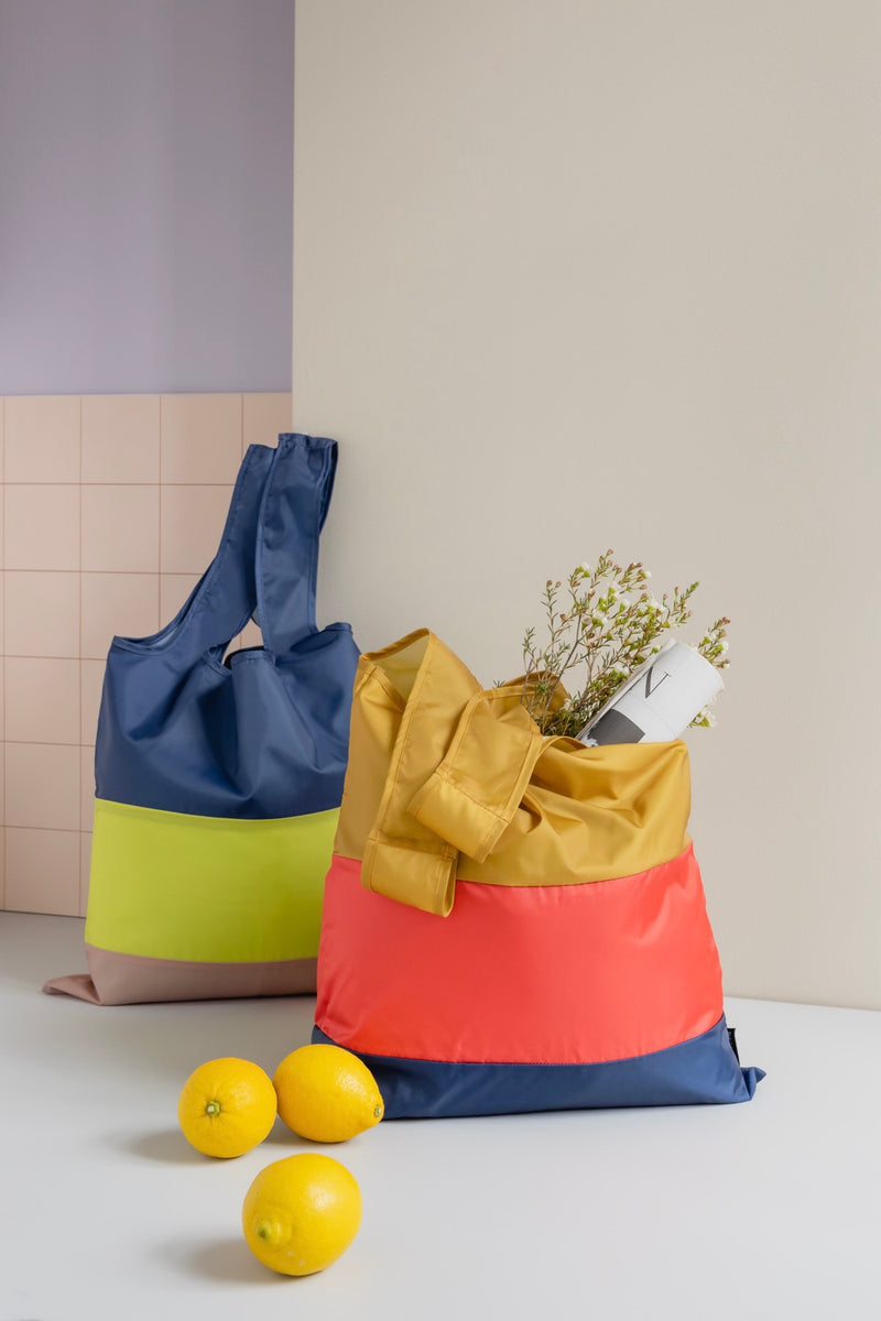 Sacs Cabas - Neo - Bleu, Jaune Et Taupe