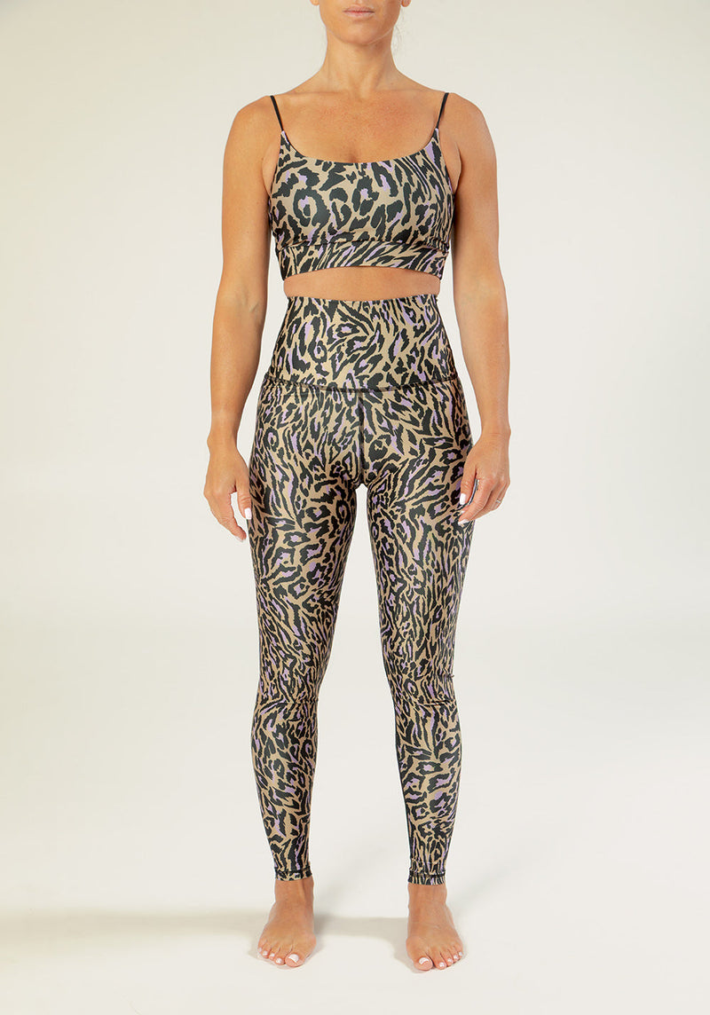 Legging Fleur Chakra Beige Et Violet