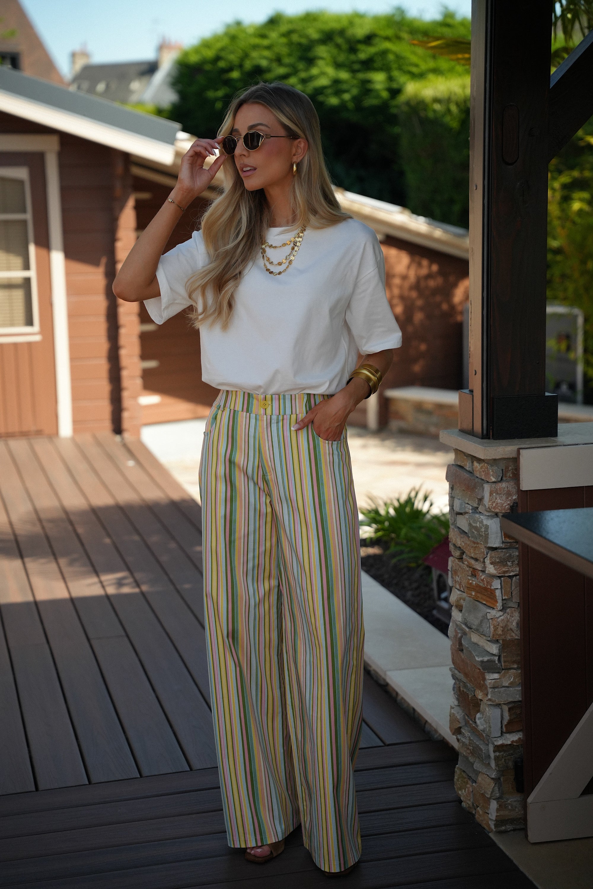 Pantalon Rayé Menssia - Coloré