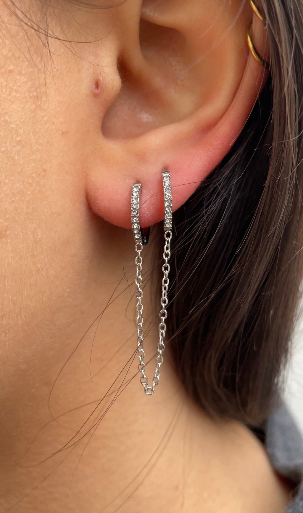 Orecchino Singolo con Strass
