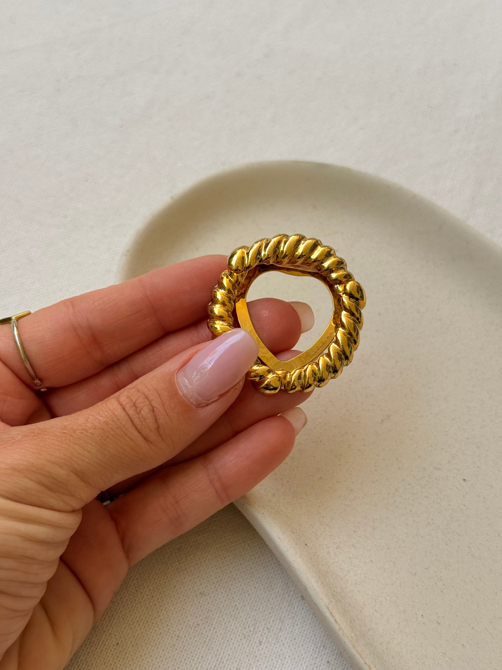Anillo De Pañuelo Vintage - Diseño Trenzado Dorado