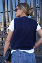 Raphaël Angora Navy Sleeveless Vest