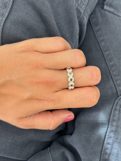 Anillo Lágrima Oliva Plata