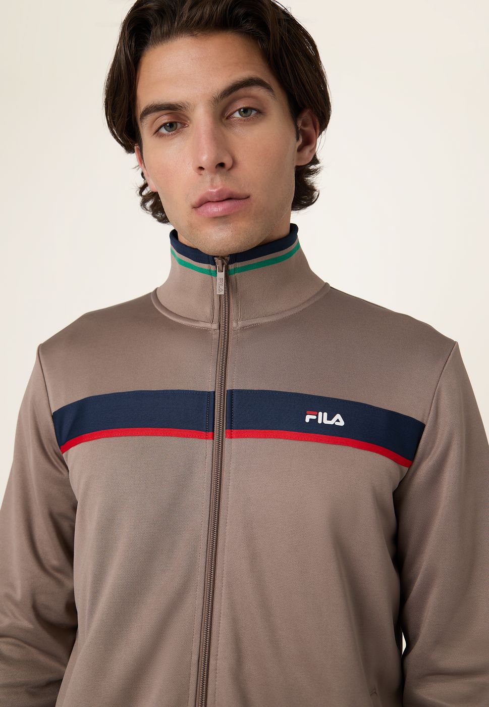 Veste De Survêtement À Bandes Classique - Gris Taupe