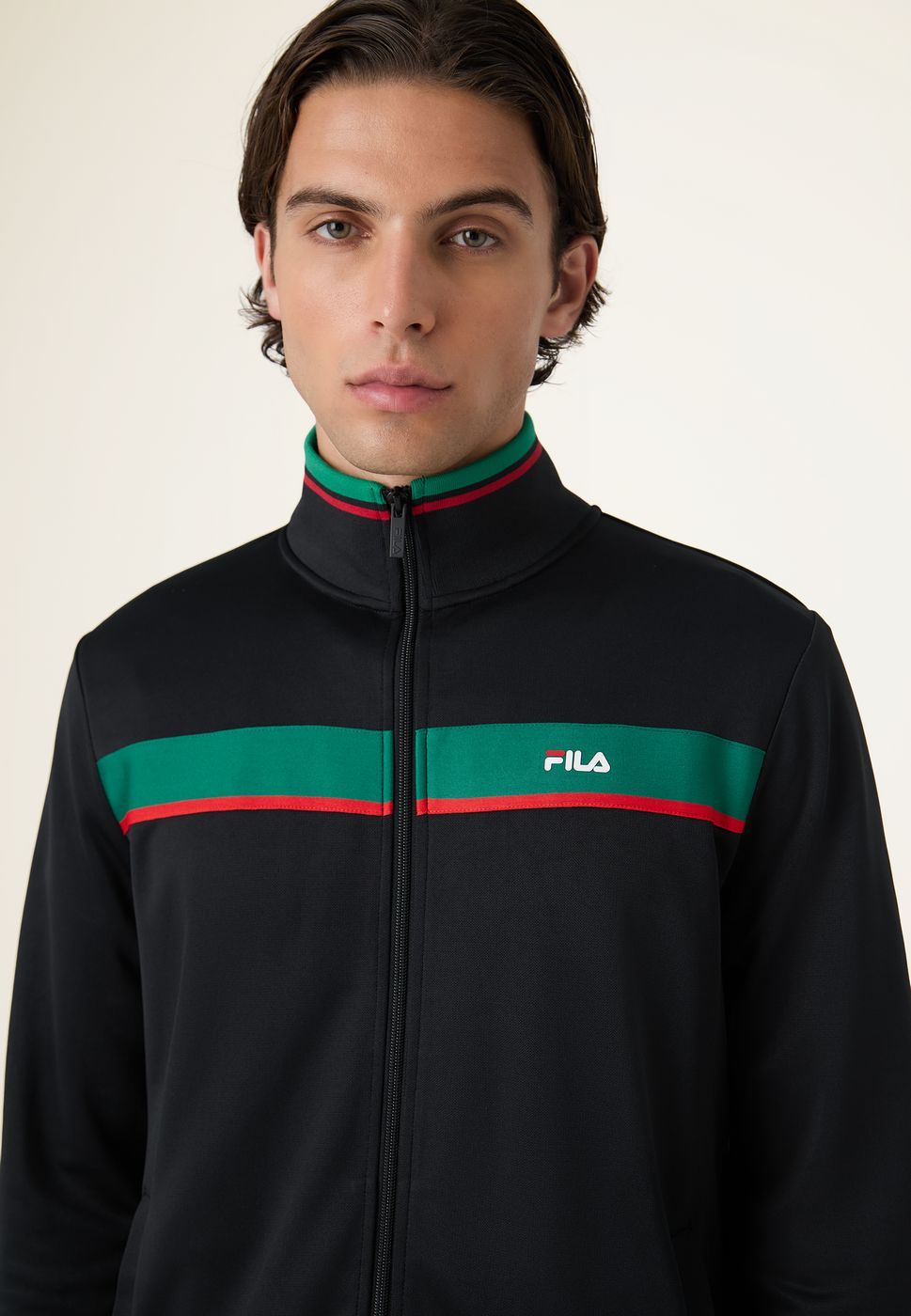 Chaqueta deportiva clásica con bandas - Negro