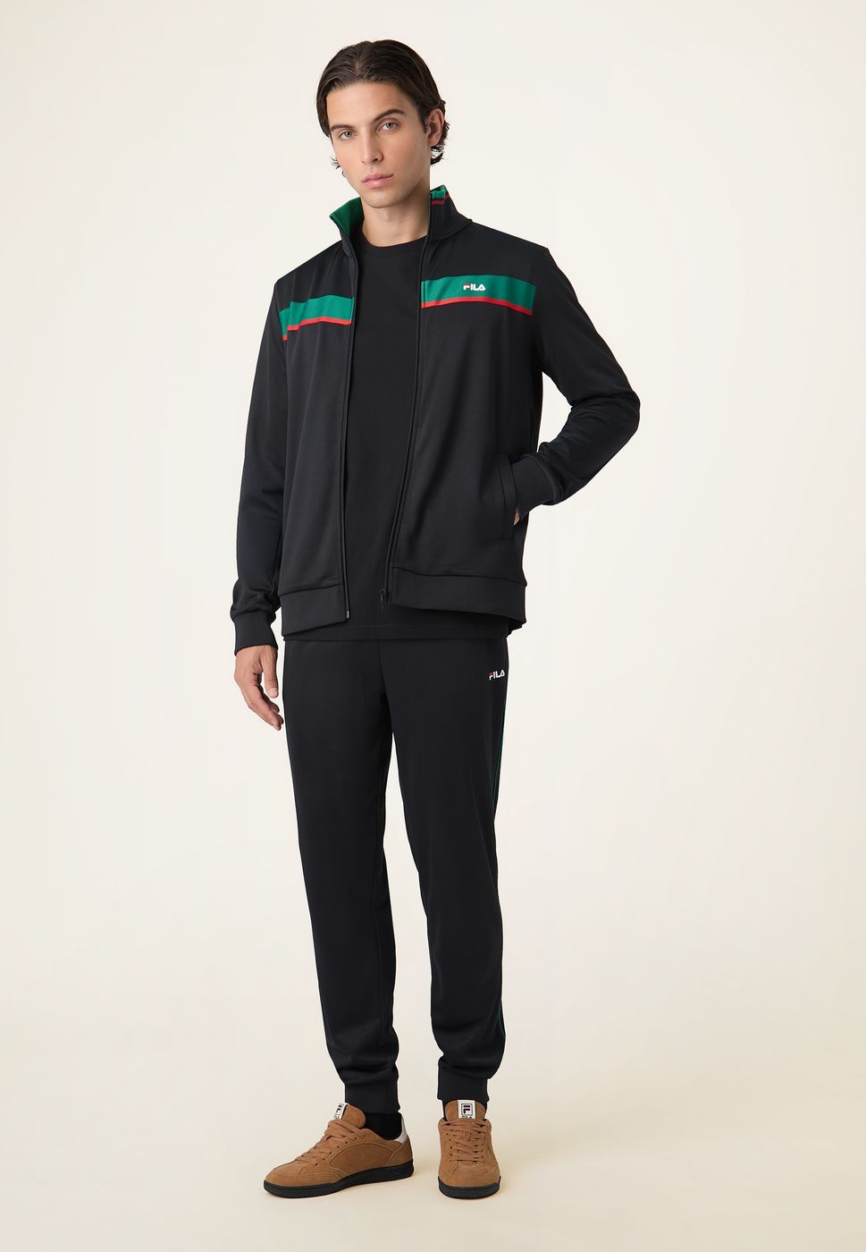 Chaqueta deportiva clásica con bandas - Negro
