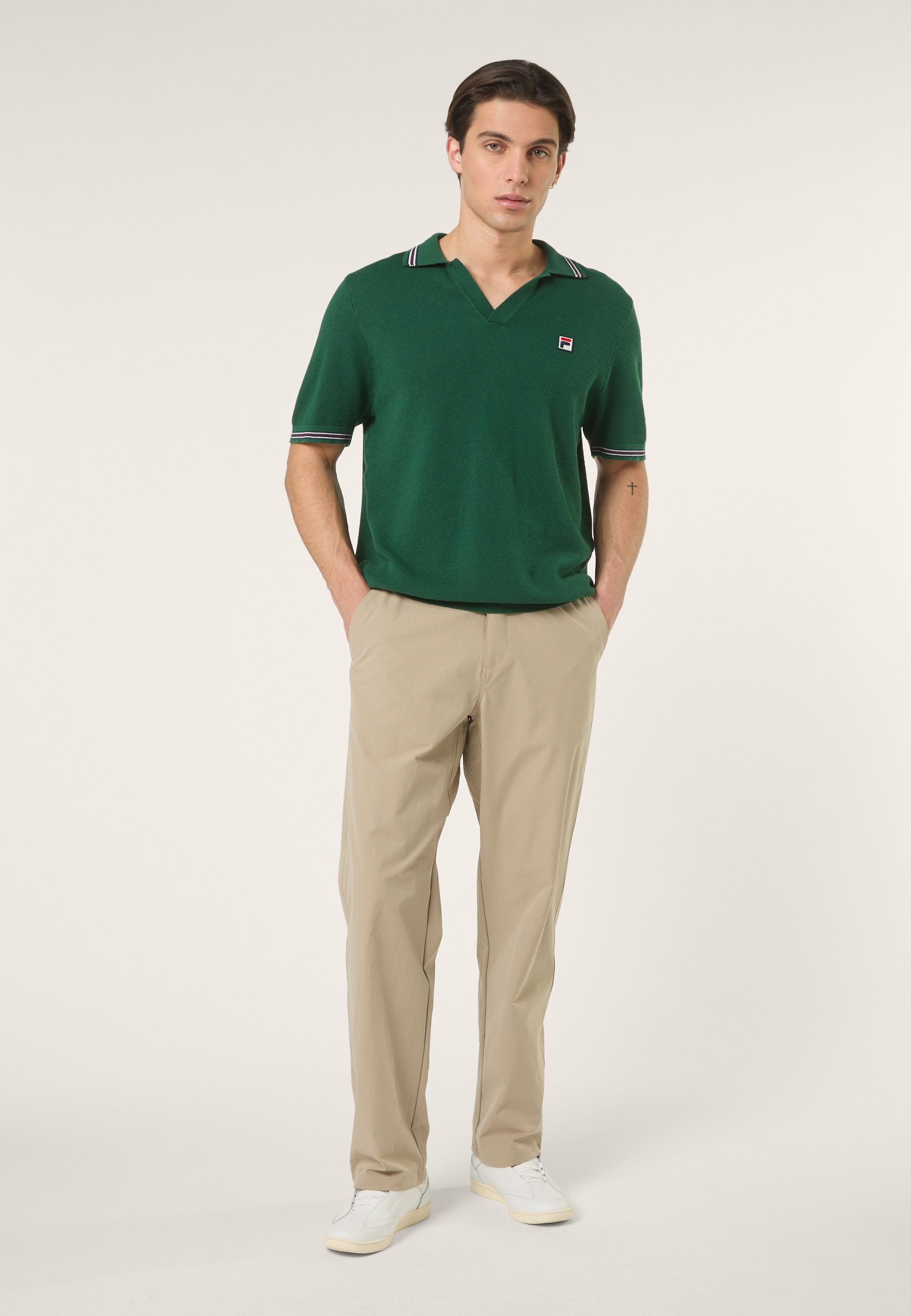Polo De Punto Con Cuello Johnny Clásico - Verde Ramo