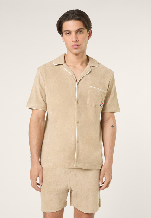 Chemise Resort Éponge Décontractée - Blanc Poivre