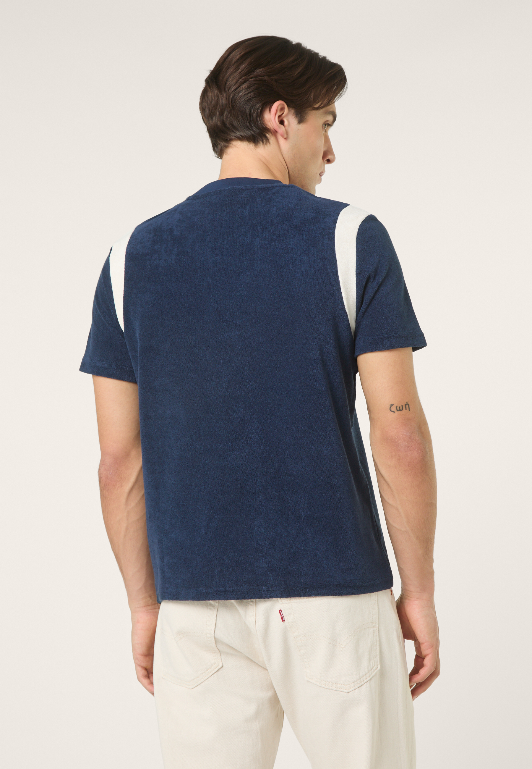 Classic Color-Block Terry T-Shirt - Iris Black-Egret