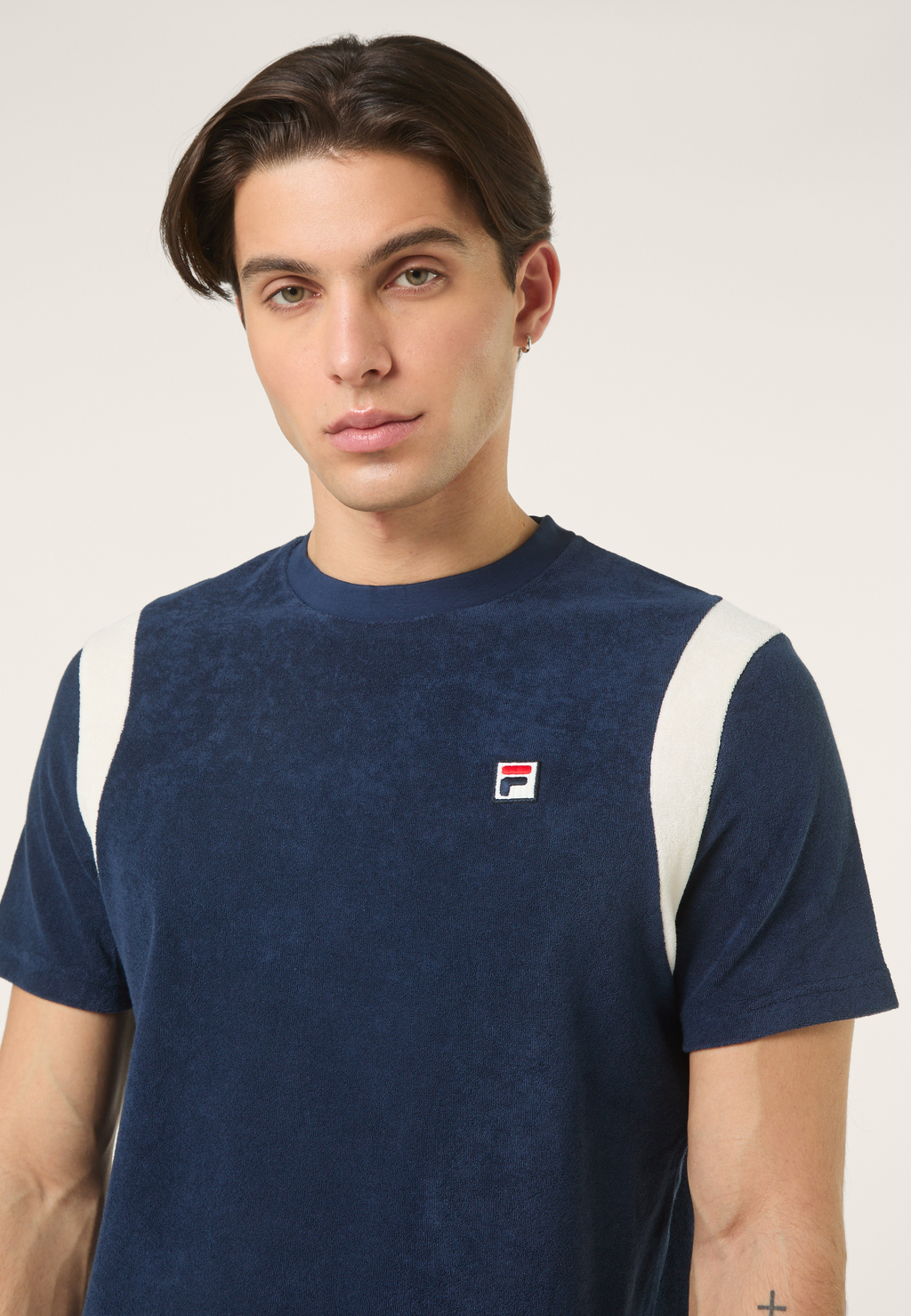 Classic Color-Block Terry T-Shirt - Iris Black-Egret