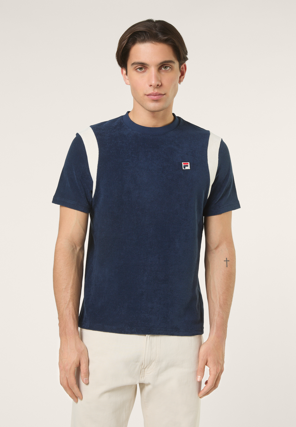 Classic Color-Block Terry T-Shirt - Iris Black-Egret