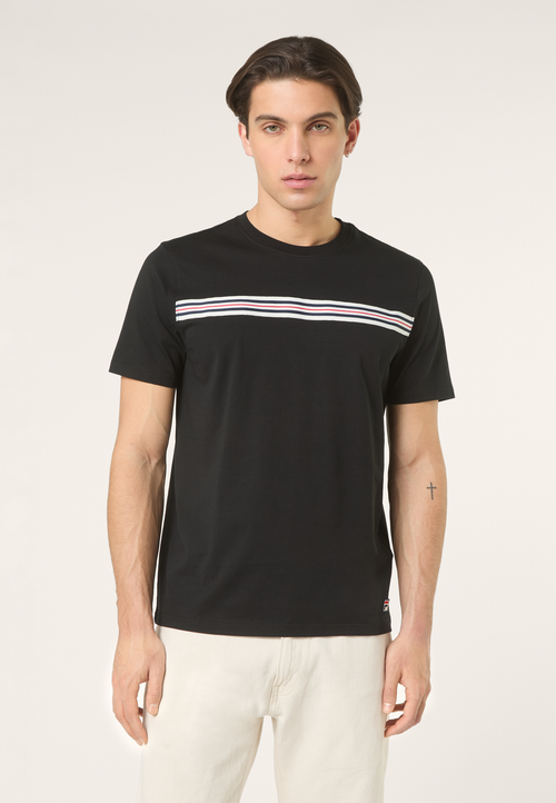T-Shirt À Bande Heritage Classique - Noir