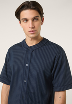 Camisa casual de béisbol a rayas - Iris Black / Egret Stripes