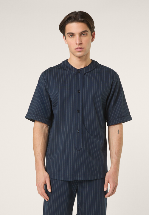 Camisa casual de béisbol a rayas - Iris Black / Egret Stripes
