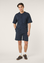 Camisa casual de béisbol a rayas - Iris Black / Egret Stripes
