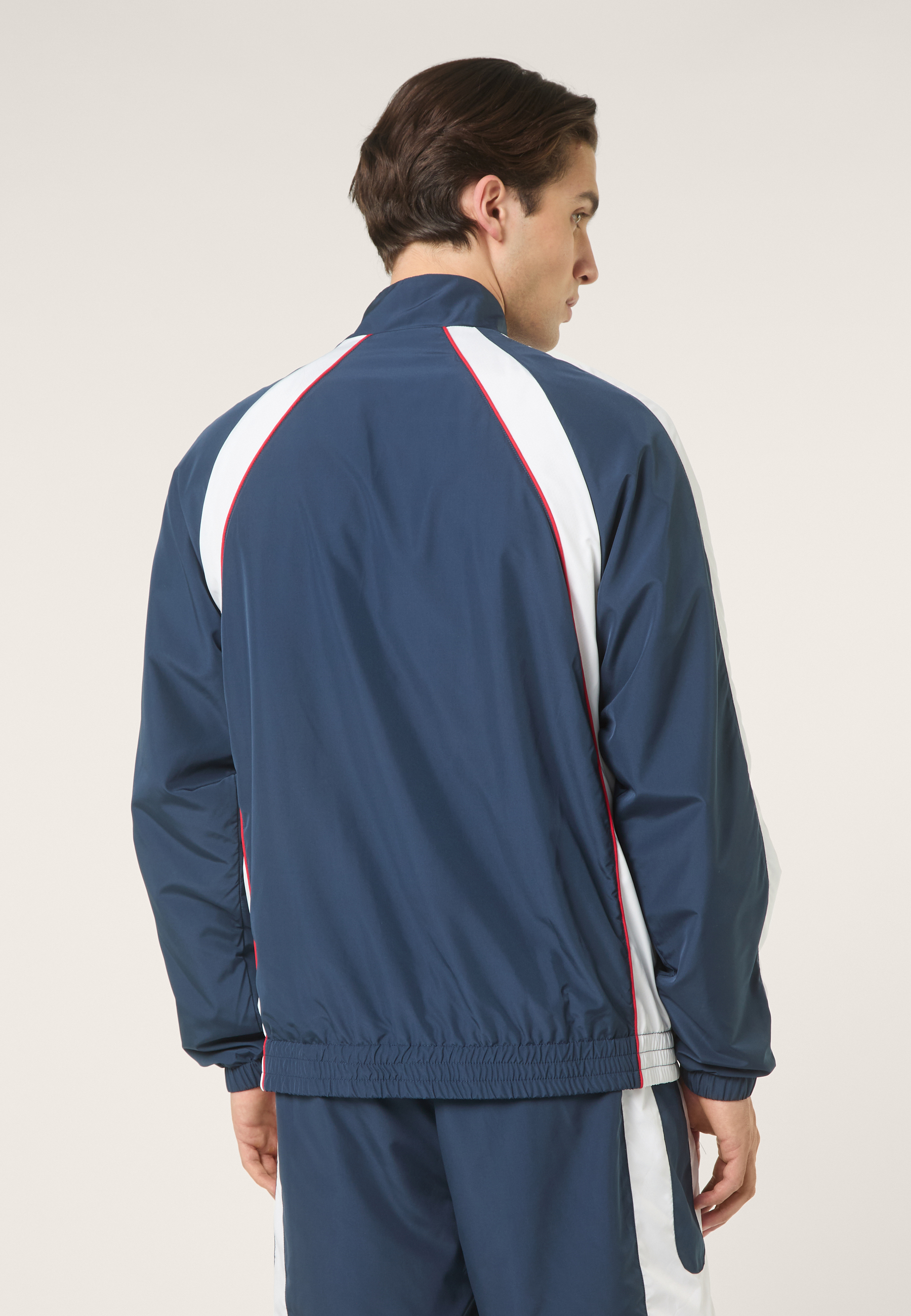 Veste De Survêtement Tissée Color-Block Décontractée - Iris Noir-Blanc Éclatant