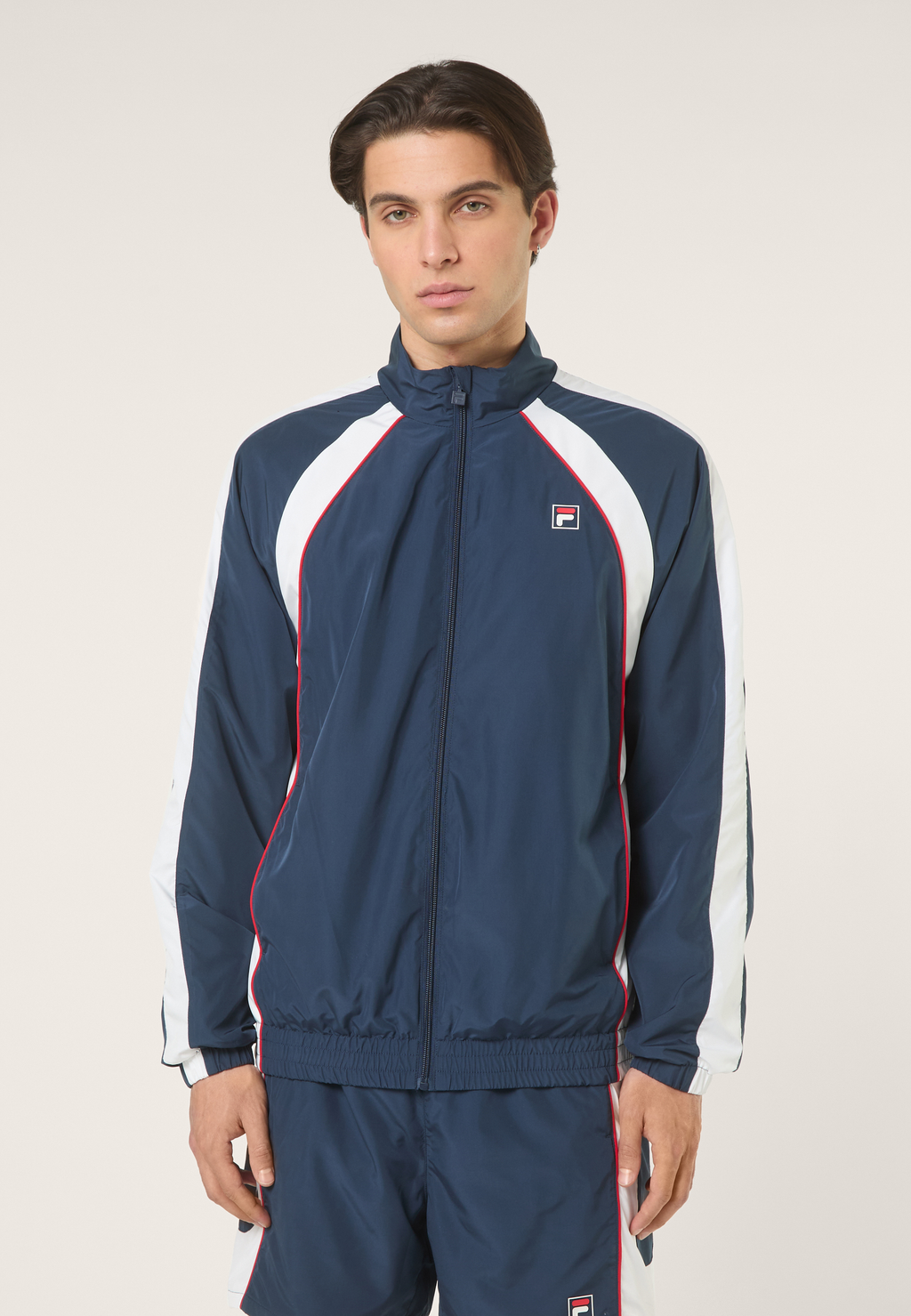 Veste De Survêtement Tissée Color-Block Décontractée - Iris Noir-Blanc Éclatant