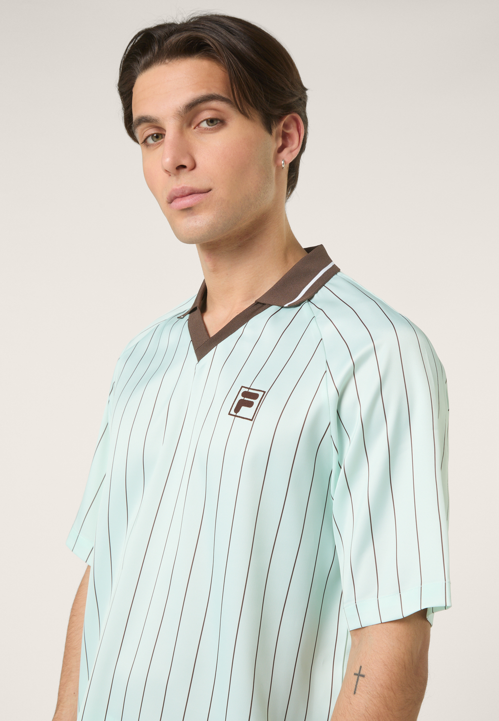 Camisa Holgada De Satén A Rayas - Mar Calmante / Rayas