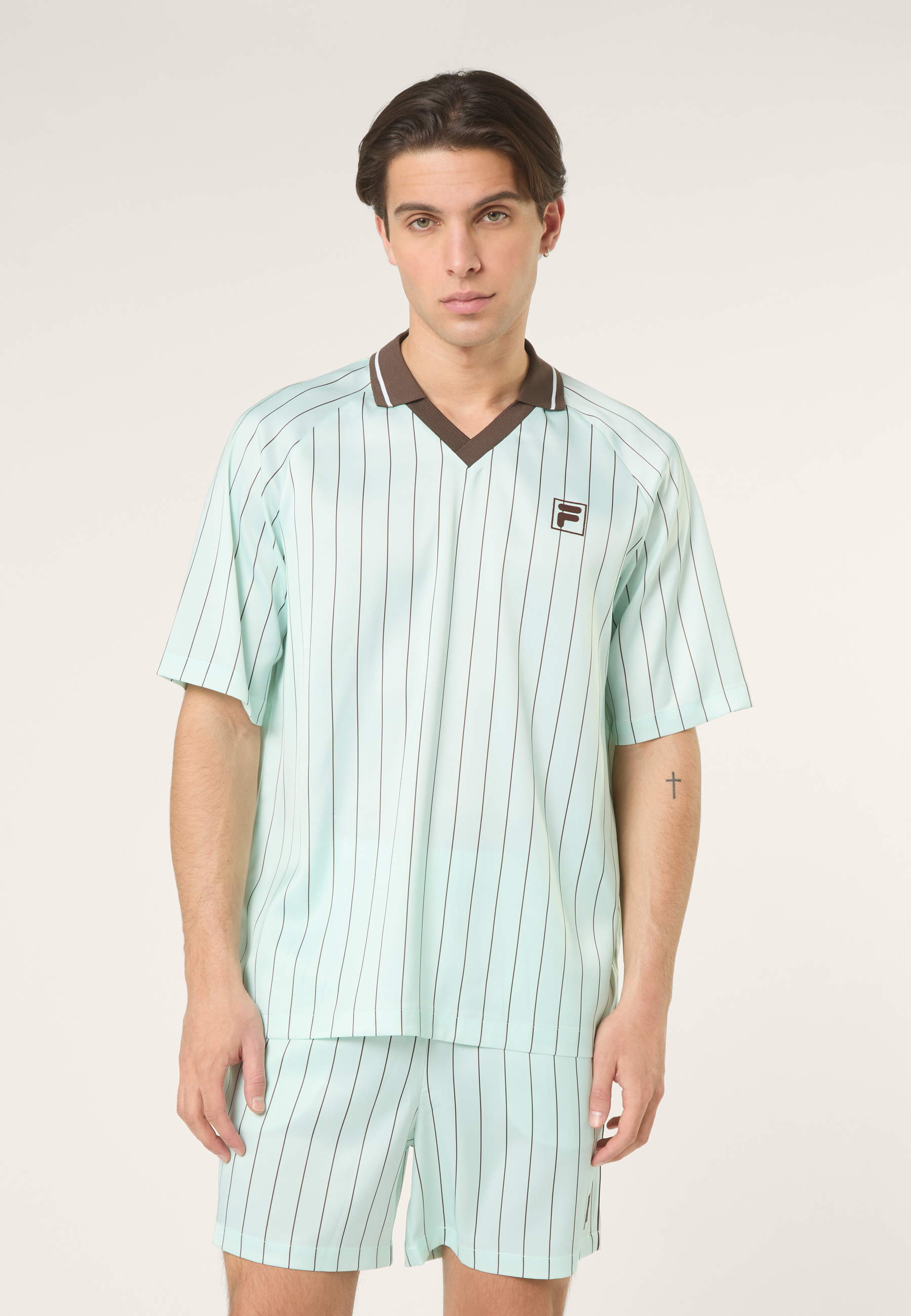 Camisa Holgada De Satén A Rayas - Mar Calmante / Rayas