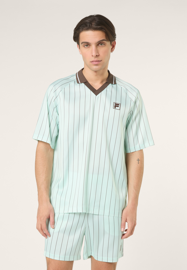 Camisa Holgada De Satén A Rayas - Mar Calmante / Rayas
