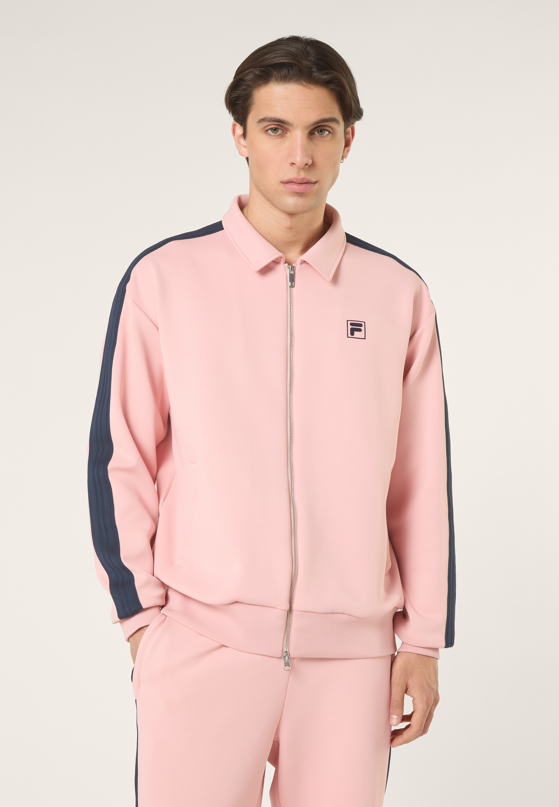 Veste De Survêtement À Bandes Décontractée - Rose Tendre