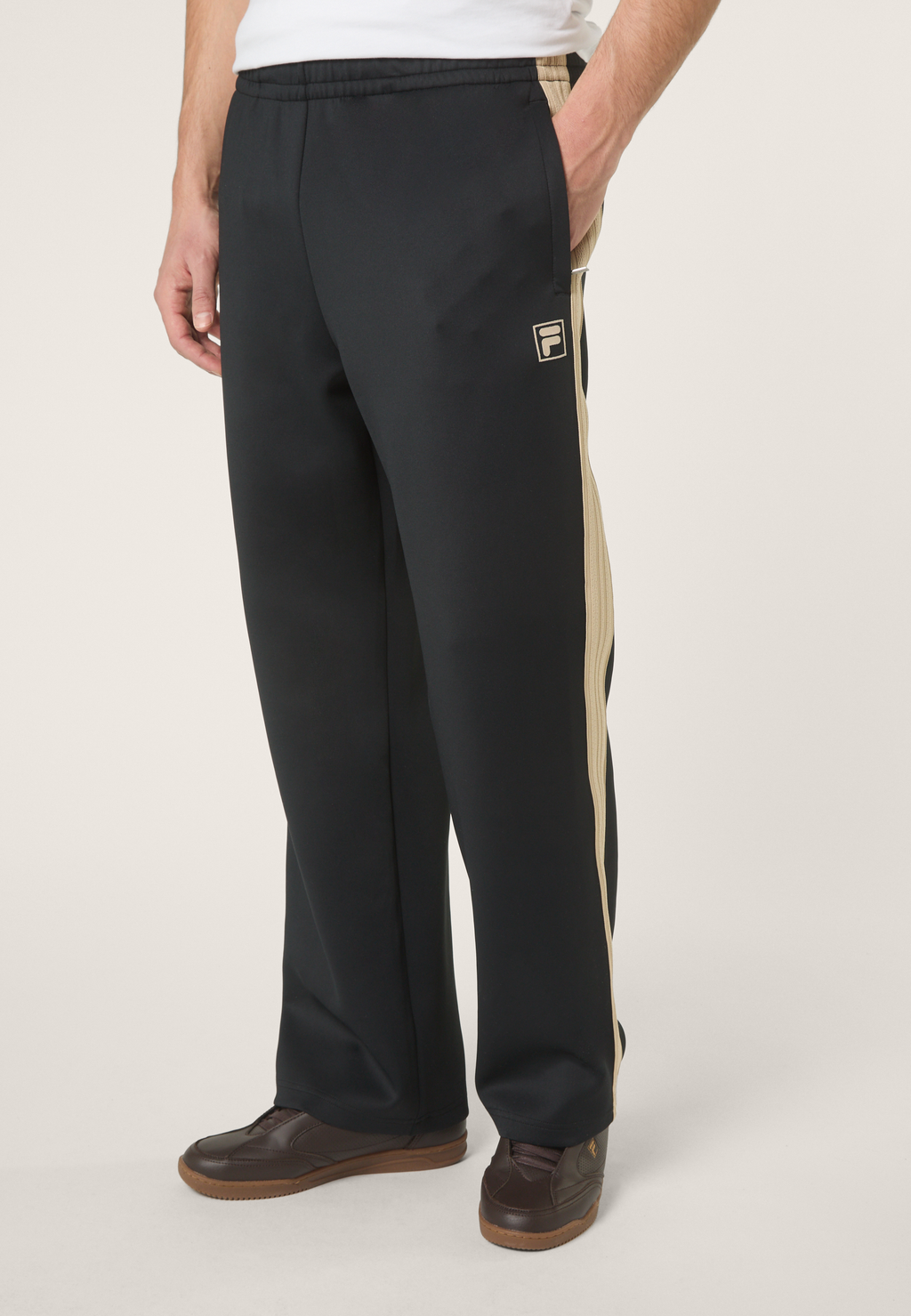 Pantalones deportivos casuales con franjas - Negro