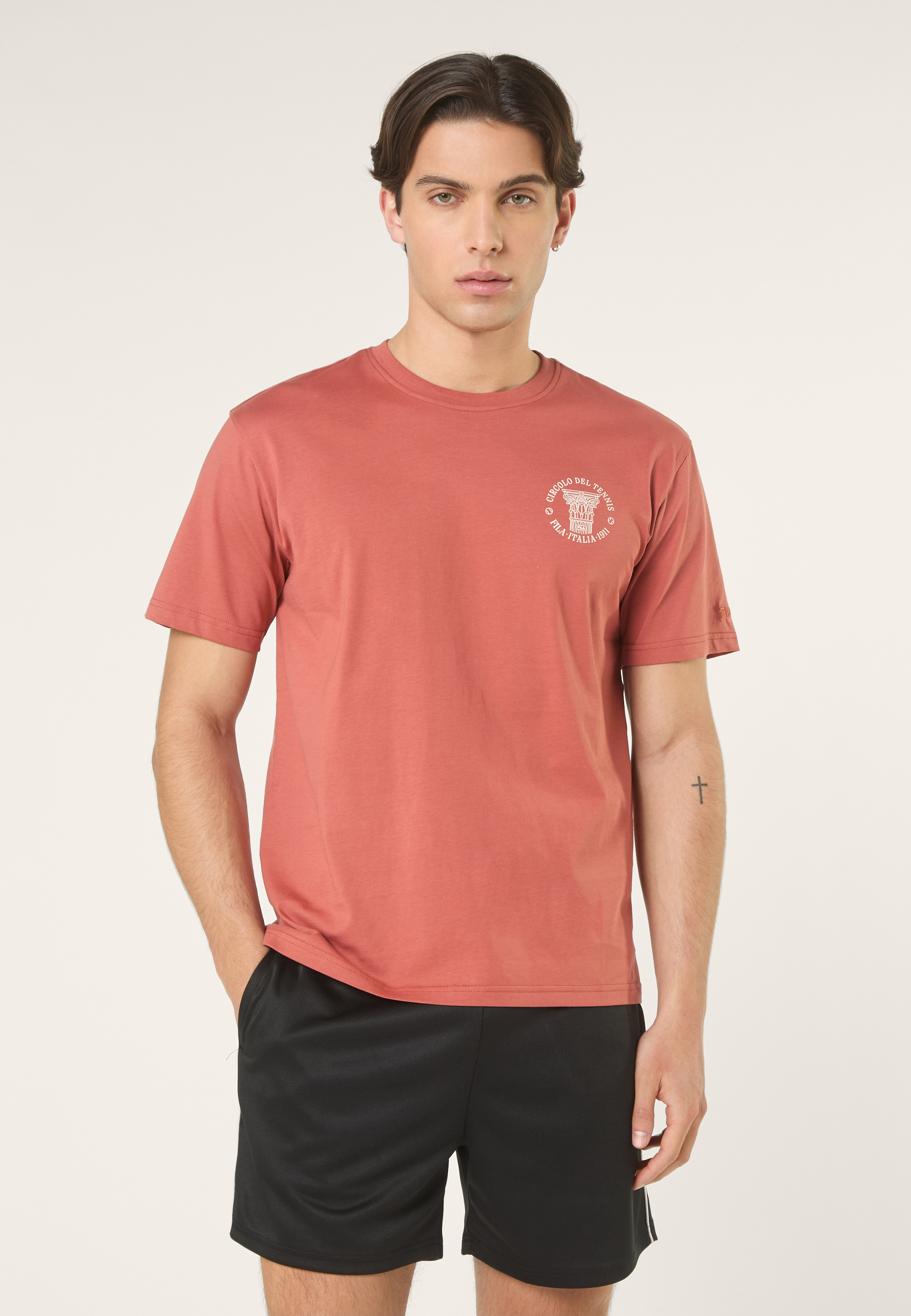T-Shirt À Imprimé Décontracté - Rouge Étrusque