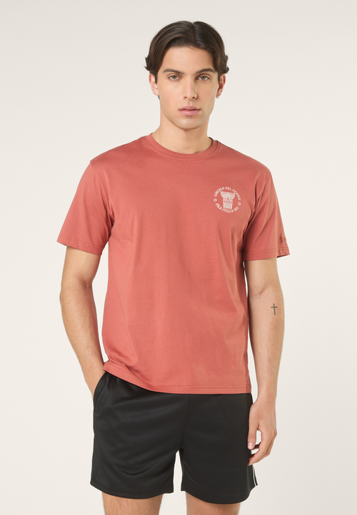 T-Shirt À Imprimé Décontracté - Rouge Étrusque