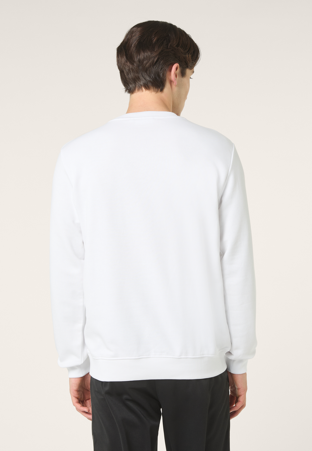 Sudadera clásica con cuello redondo y bandas - Blanco brillante