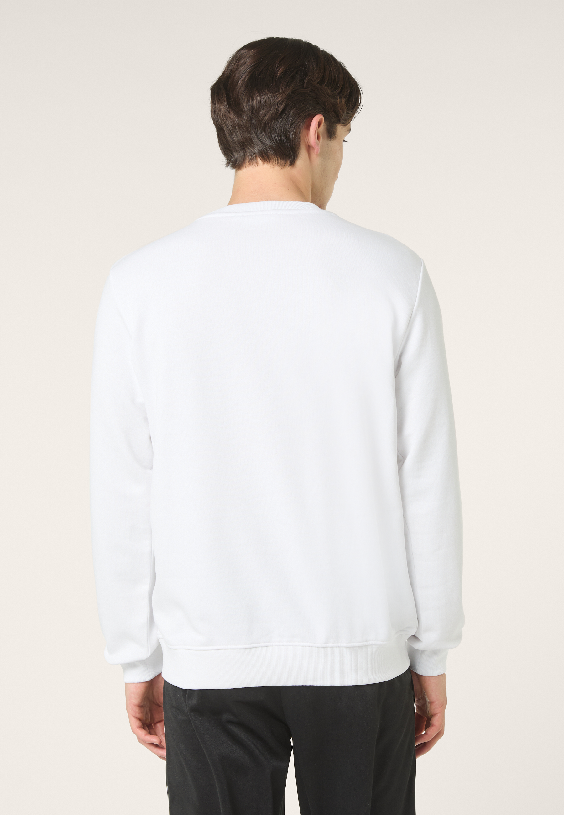 Sudadera clásica con cuello redondo y bandas - Blanco brillante