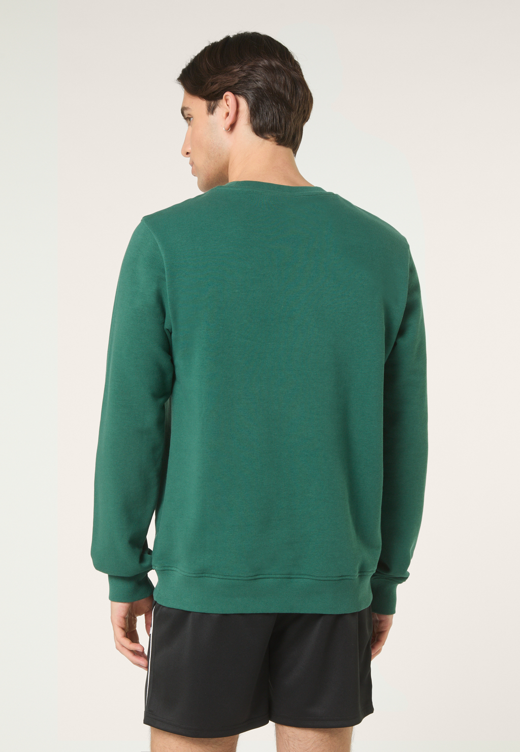 Sudadera Clásica Con Cuello Redondo Y Bandas - Verde Ramo