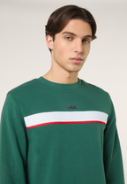 Sudadera Clásica Con Cuello Redondo Y Bandas - Verde Ramo