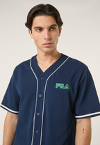 Camisa De Béisbol De Piqué Suelta - Iris Negro