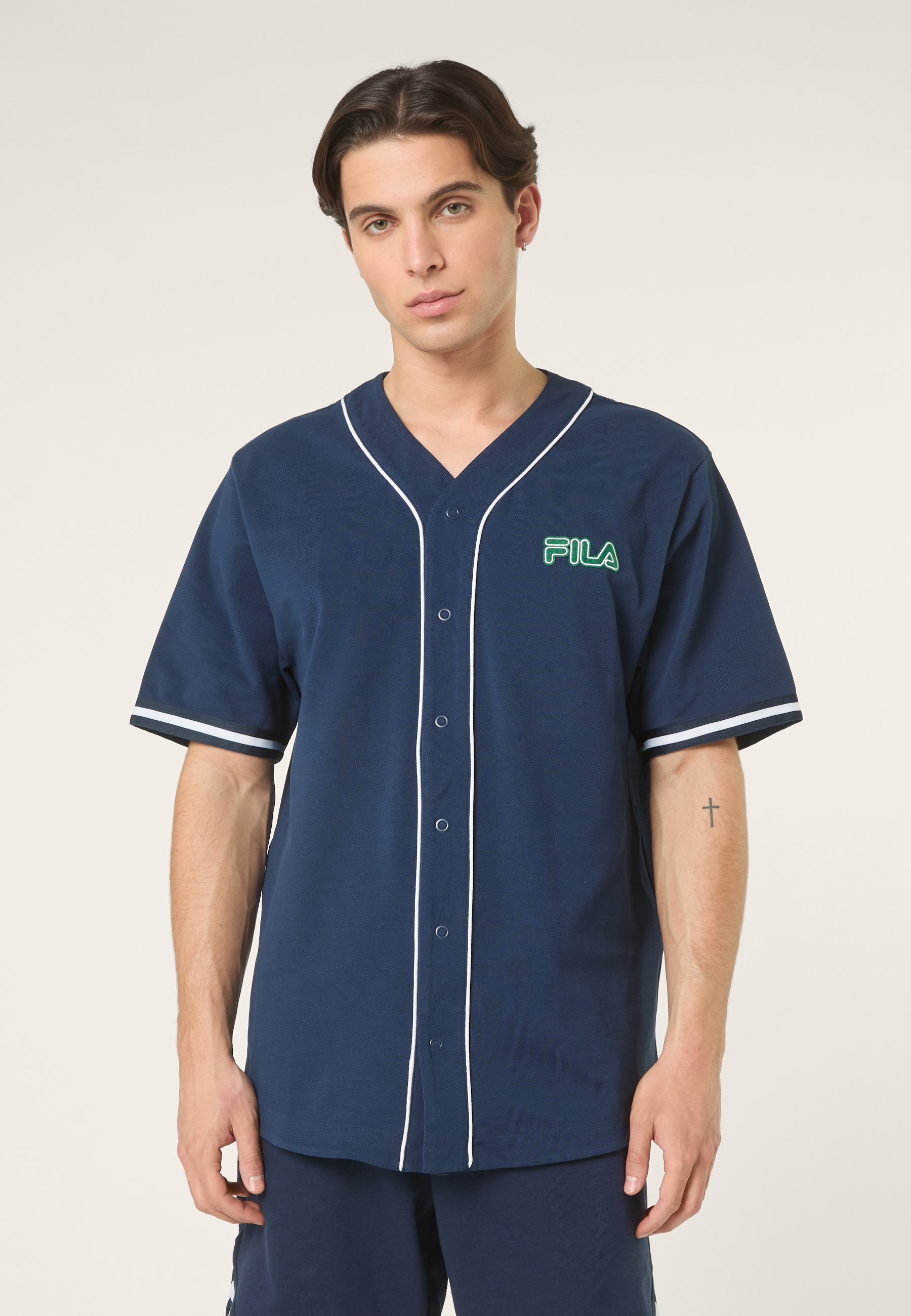 Camisa De Béisbol De Piqué Suelta - Iris Negro