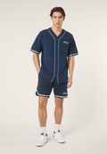 Camisa De Béisbol De Piqué Suelta - Iris Negro
